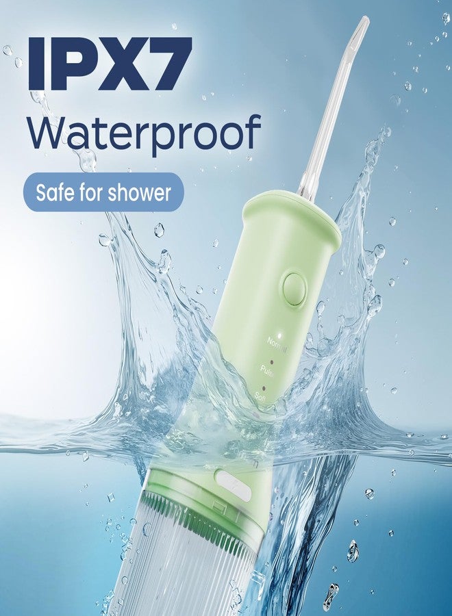 7AM2M Portable Water Flosser Cordless, Water Flosser for Teeth with 3 Modes and 2 Jet Tips, USB C Rechargeable, IPX7 Waterproof, Dental Water Flosser for Travel and Home Use (Green) - Image 5